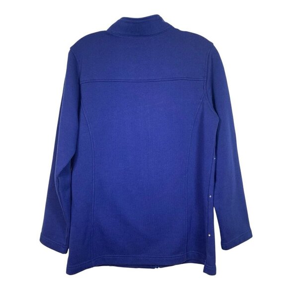 Quacker Factory Full Zip Cardigan Sweater Size Small Dark Blue Rhinestone Detail - Picture 2 of 6